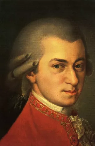 Portrait de Mozart par Barbara Krafft en 1819, d'après plusieurs portraits, dont 3 appartenenant à Nanerl, la sœur de Mozart.