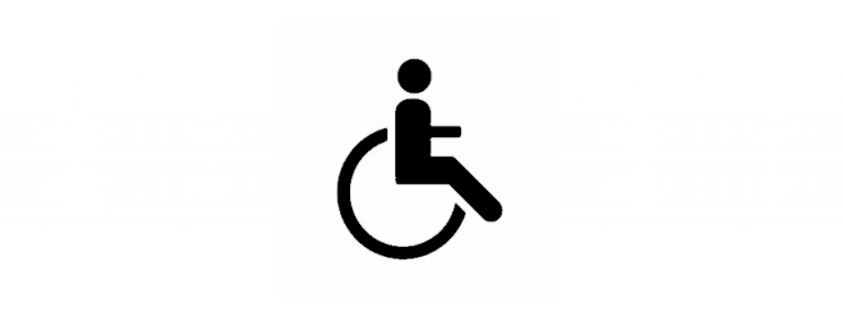 Pictogramme personne en fauteuil roulant
