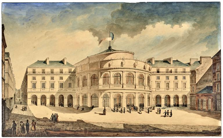 Aquarelle du théâtre de Rennes par Charles Millardet